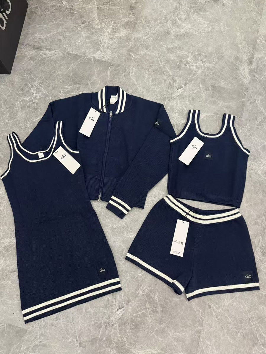Primavera/verano 2026 nuevo vestido de punto de tirantes alo para mujer, vestido deportivo transpirable al aire libre, vestido base sexy