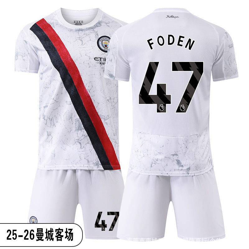 26 27 Camiseta de local del Manchester City, set de equipación de fútbol de la Premier League 9 de Haaland, equipación de entrenamiento infantil, nueva camiseta