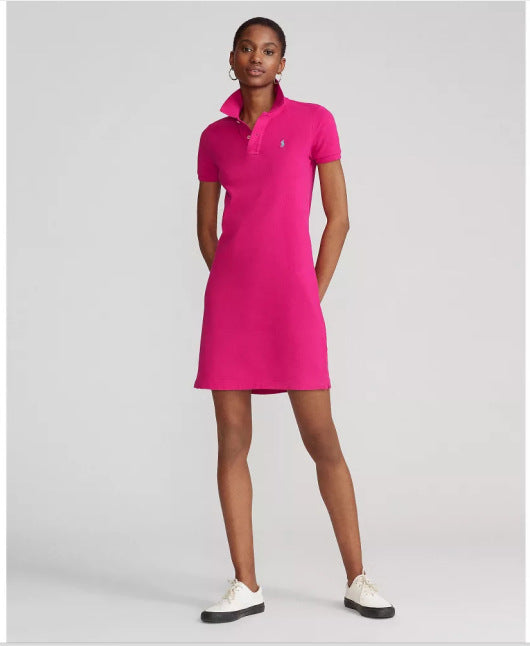 Vestido exclusivo de verano de caballo RL con cuello POLO de mujer con cuello POLO de algodón puro, vestido casual de golf deportivo femenino