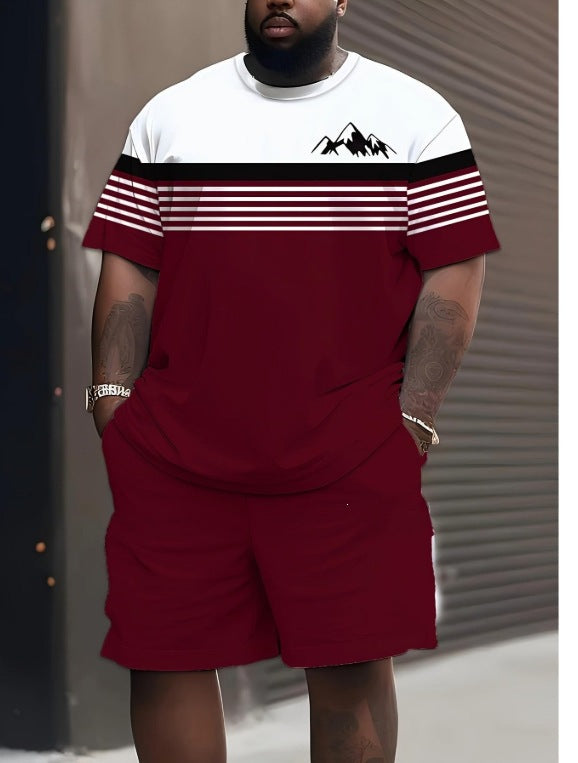 Conjunto casual de hip-hop casual de verano con impresión digital 3D de Amazon de Amazon lleva pantalones cortos de cuello redondo y manga corta sueltos