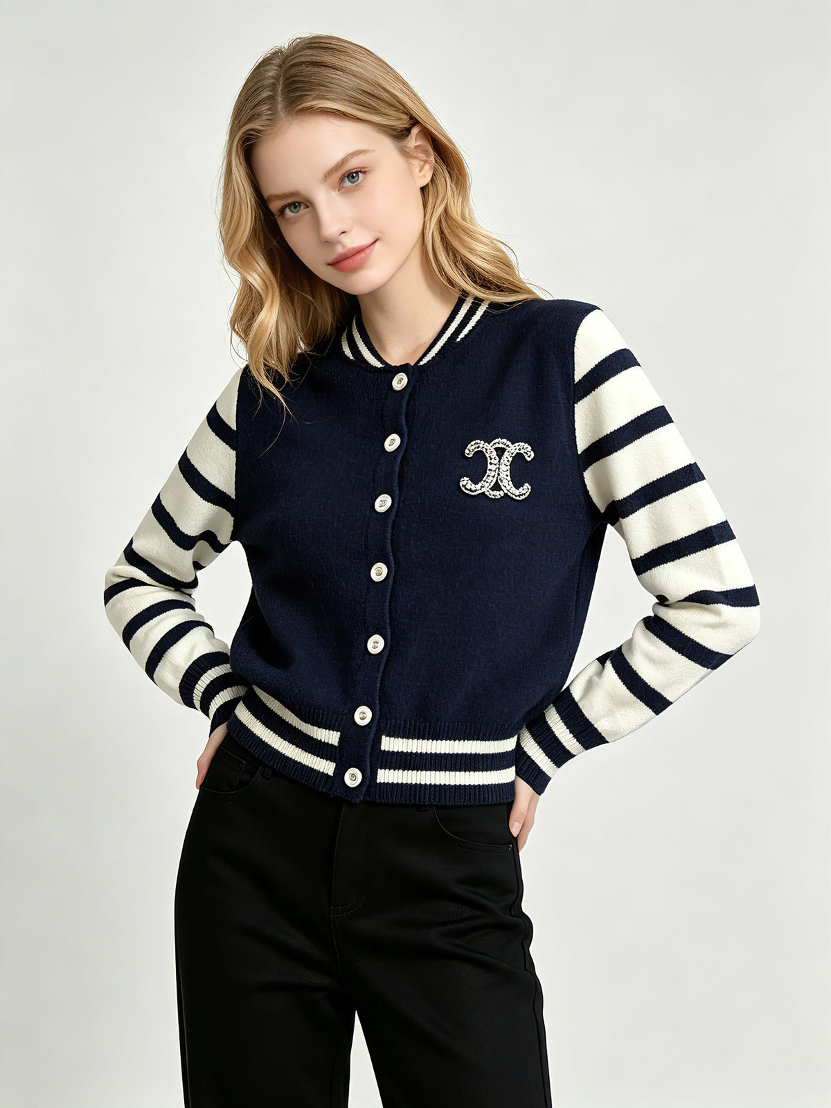 Embellished Striped Cardigan | Autumn Winter