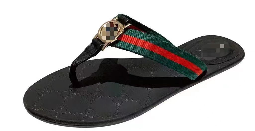 2023 Nuevas zapatillas de comercio exterior europeas y americanas Zapatillas planas de mujer Zapatillas de mujer Casual versátil de dedos abiertos, sandalias V