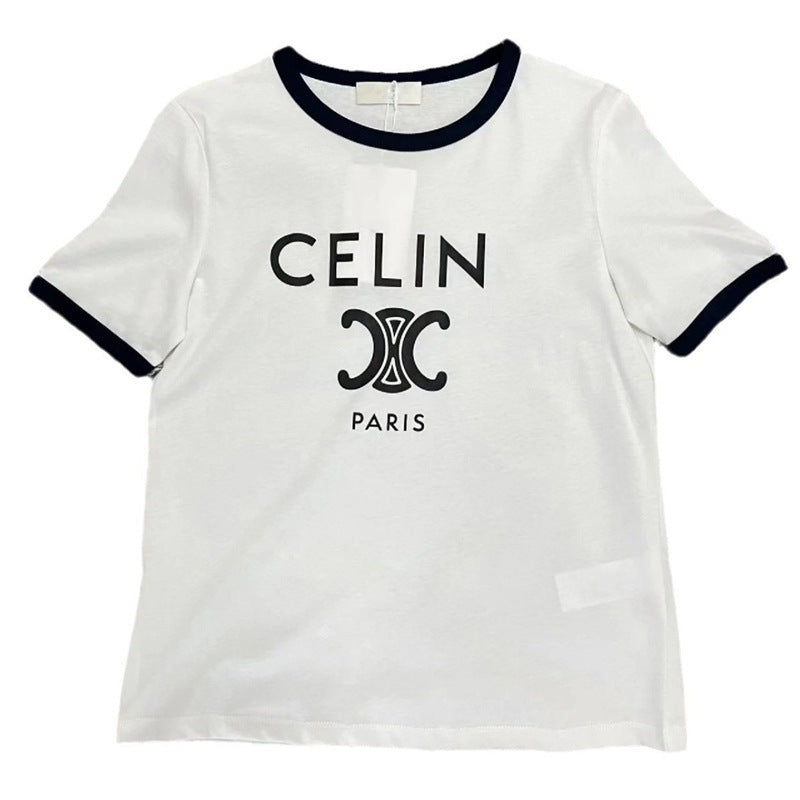 Cuello clásico de alta gama para mujer Nanyou, letras de retazos de moda primavera/verano, adelgazante y versátil