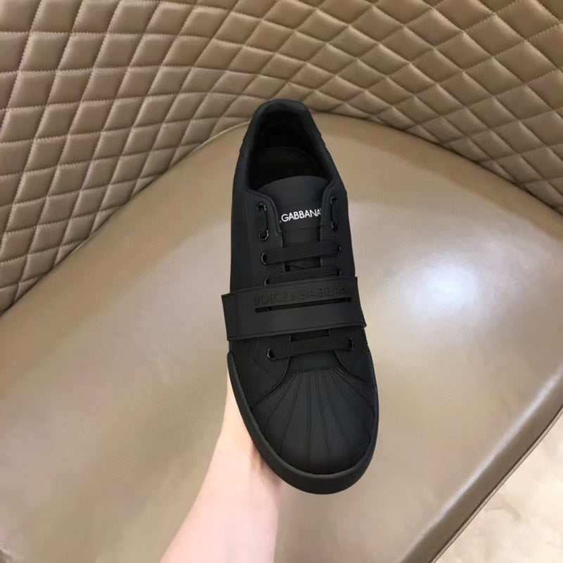 Zapatillas casuales de cuero hombre familia DG | Velcro blancas versátiles