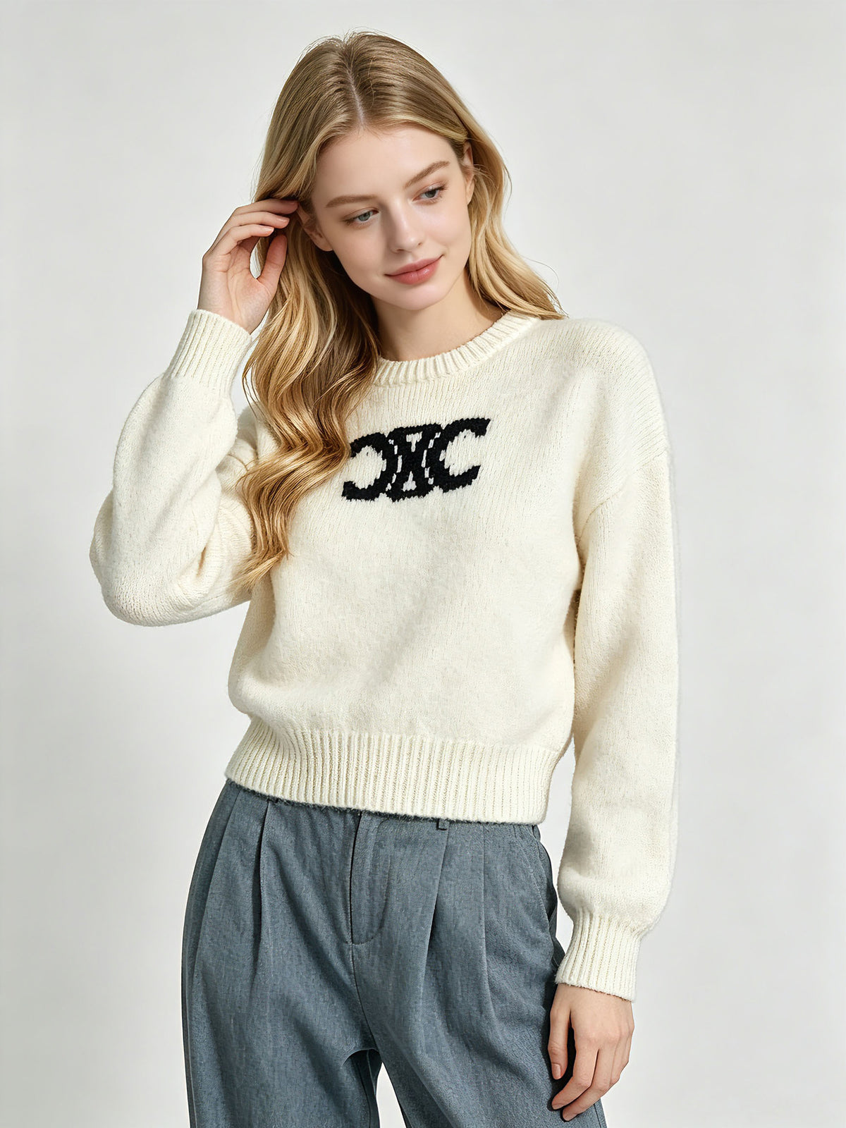 Drop Shoulder Jacquard Sweater CE | Autumn Winter