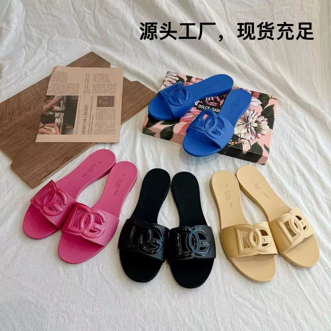 D Summer Slippers nueva prenda exterior transfronteriza, de fondo plano, cómoda, casual, moderna, versátil y de línea recta hueca