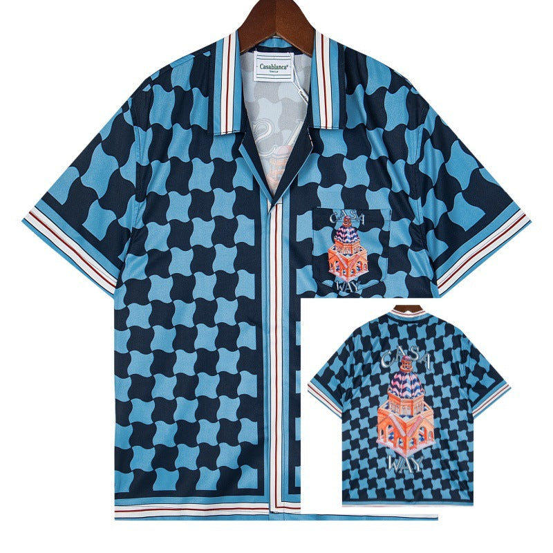 Set de camiseta de manga corta con letras de un partido de fútbol CASA de primavera/verano, jersey holgado y de moda para hombres