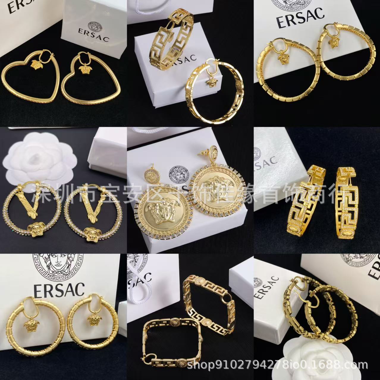 Colección de pendientes Man Family Medusa: pendientes de perla incrustados con diamantes, estilo personalizado extravagante, pendientes ligeros y lujosos