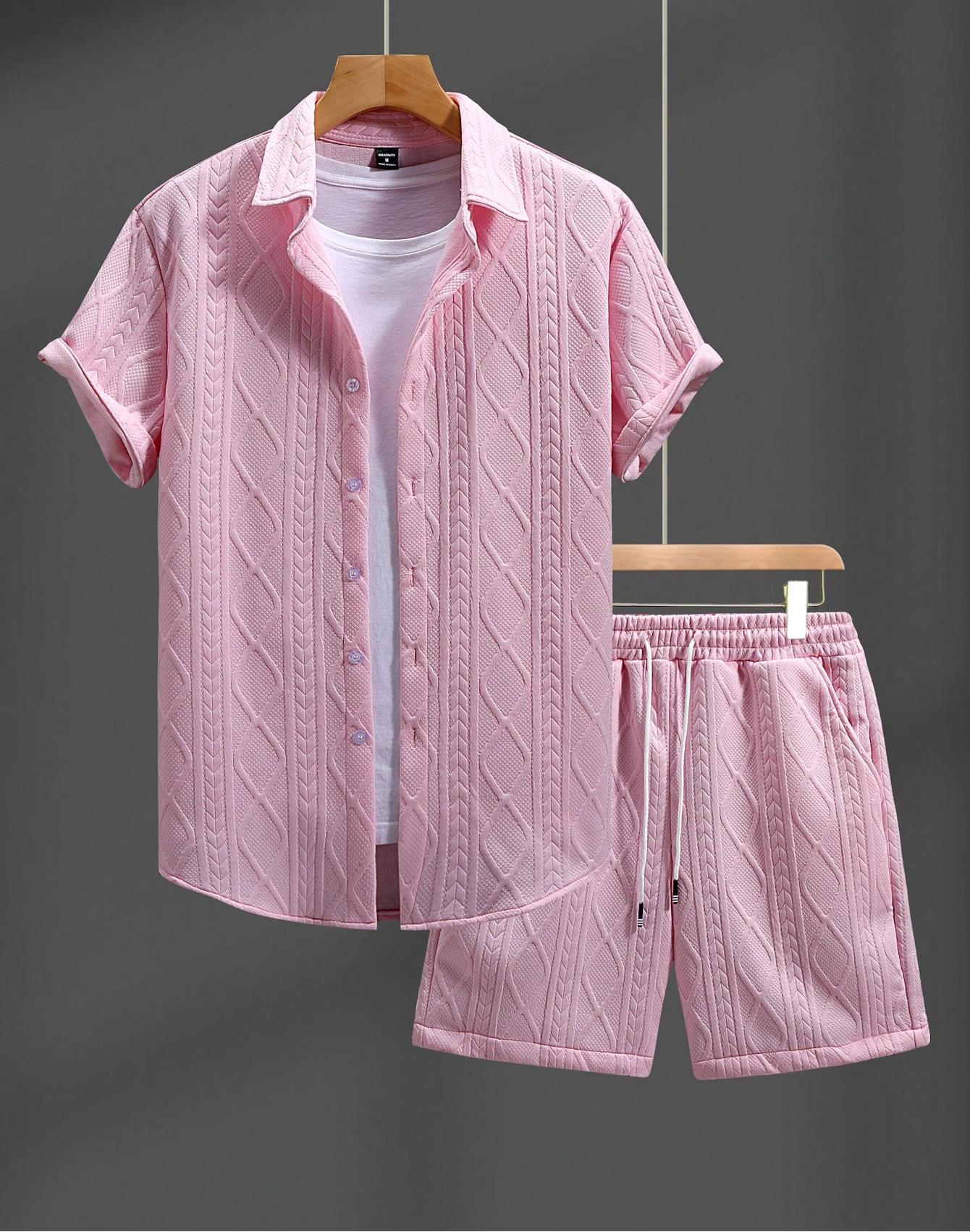 Temu Shein conjunto de camisas casuales de verano para hombre y pantalones cortos de playa de manga corta