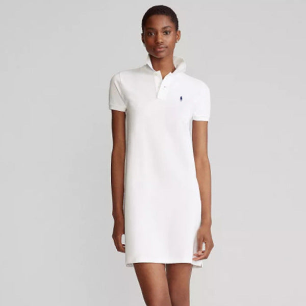 Vestido exclusivo de verano de caballo RL con cuello POLO de mujer con cuello POLO de algodón puro, vestido casual de golf deportivo femenino