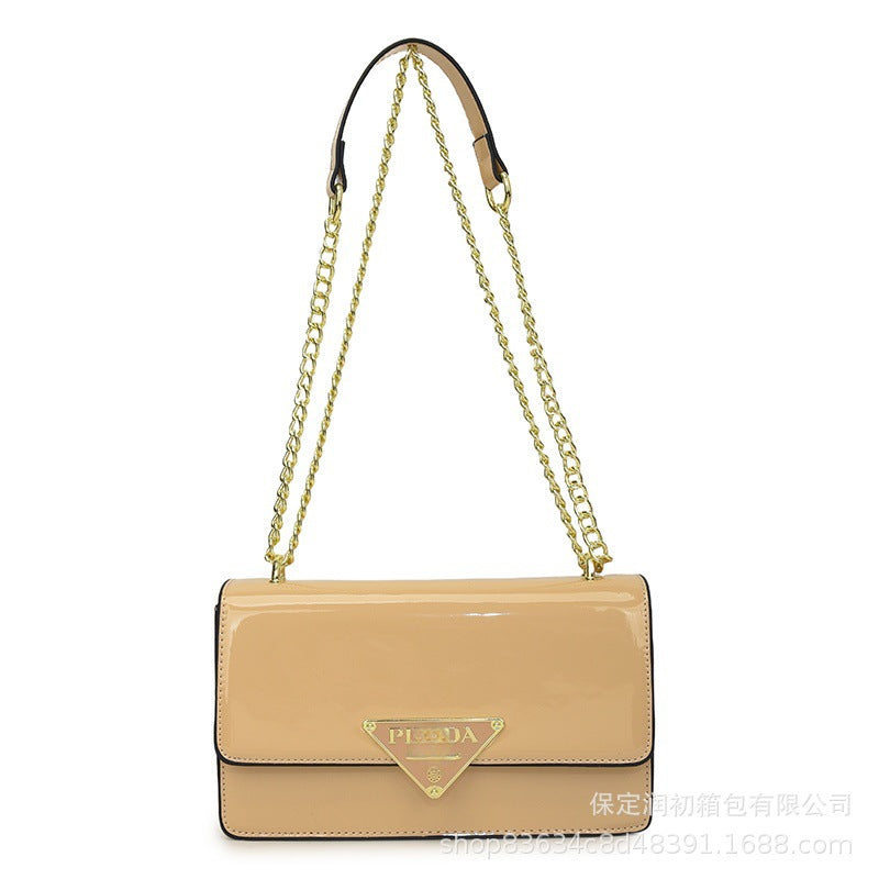 Nuevo bolso cruzado de charol estilo Chanel para mujer, con estilo Chanel, bolso cruzado de un solo hombro con cadena de desplazamientos y portátil de un solo hombro