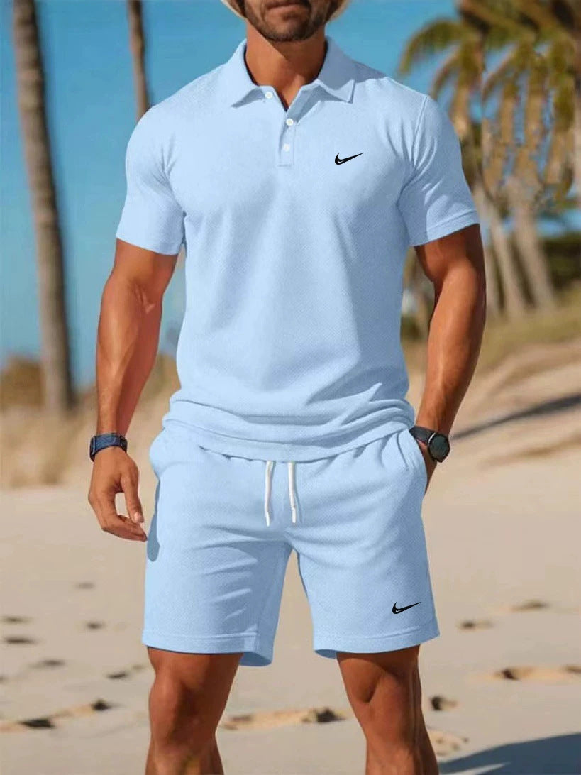Conjunto de polo deportivo casual para verano transfronterizo 2026, sencillo, a la moda, de secado rápido, transpirable