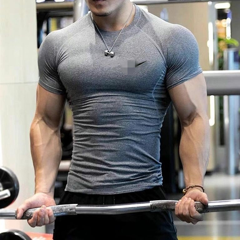 Camiseta Deportiva Ajustada Manga Corta Hombre Secado Rápido