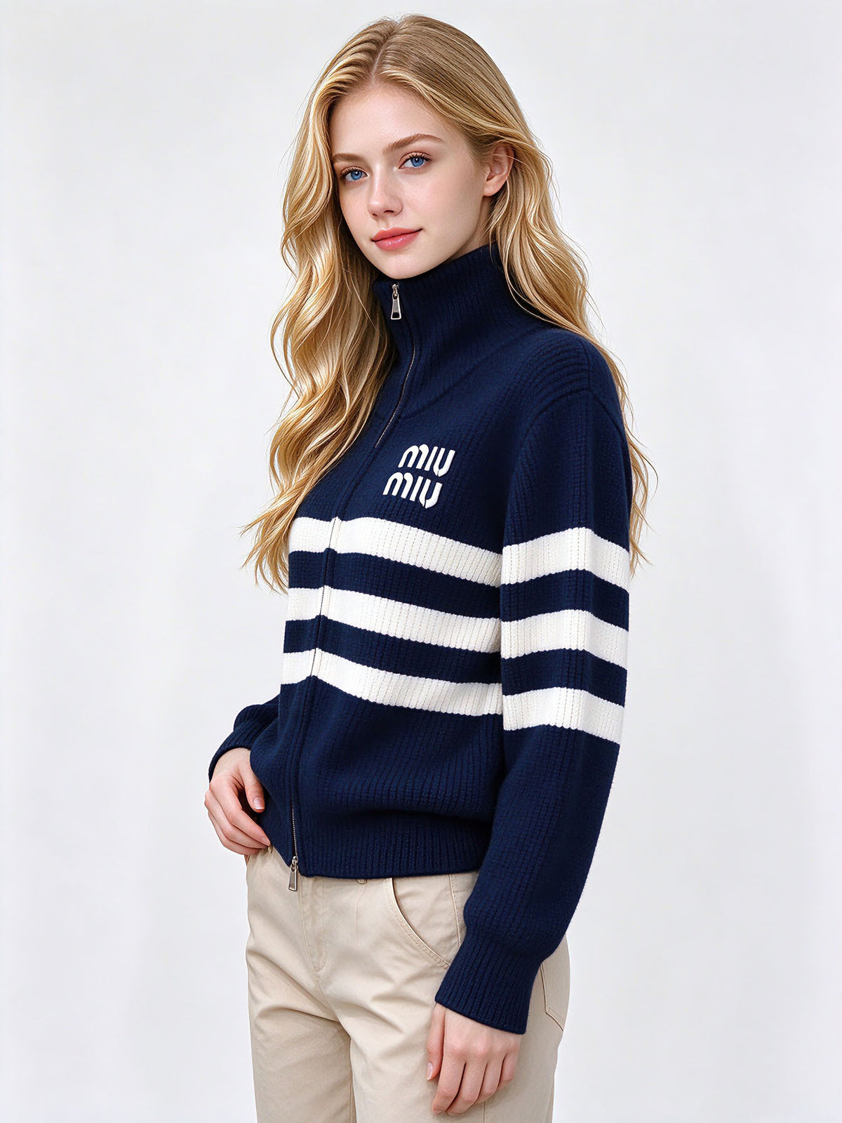 Women's MM Knit Cardigan | High neck and zip
