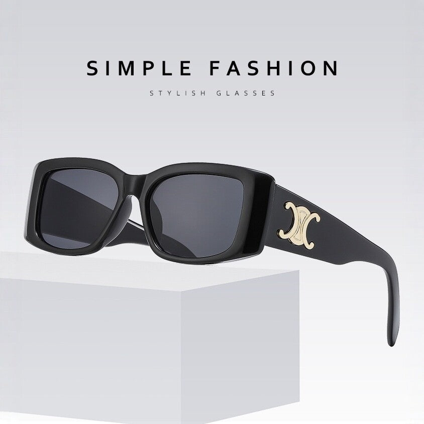 Nuevas gafas de sol sencillas de montura cuadrada retro, gafas de sol de Instagram para hombres y mujeres para influencers Xiaohongshu, gafas de sol de mujer de alta gama