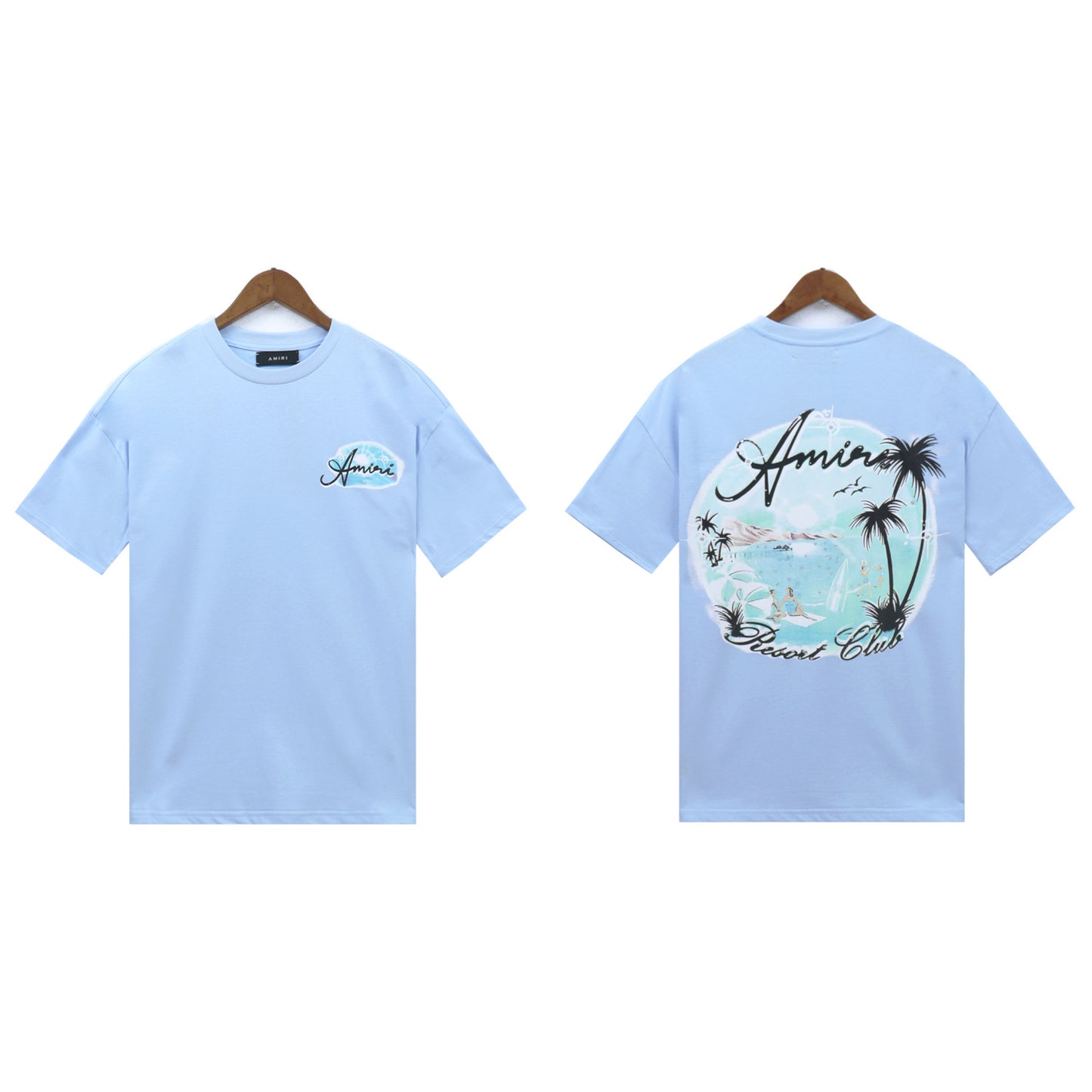 2024 Verano 2024 AM1R1 ICON Letter Totem Letter Totem Pattern Coconut Tree T-shirt Unisex