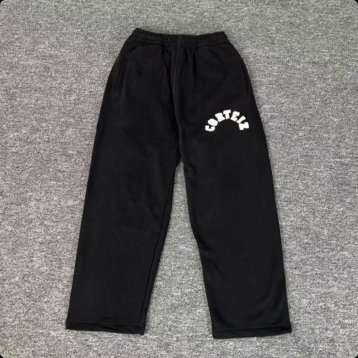 New 2025 cross-border set with embroidered minimalist lettering, high-street fashion loose cardigan, hoodie, and casual pants