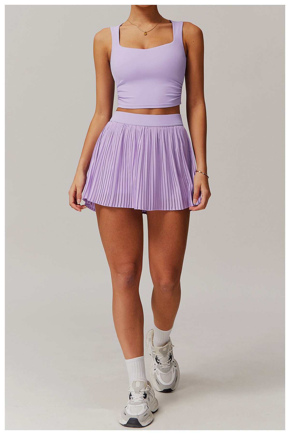 Conjunto de falda de tenis de ALOSCO, set de yoga para exteriores, camiseta de sujetadores de dos piezas, falda deportiva antideslizante de secado rápido