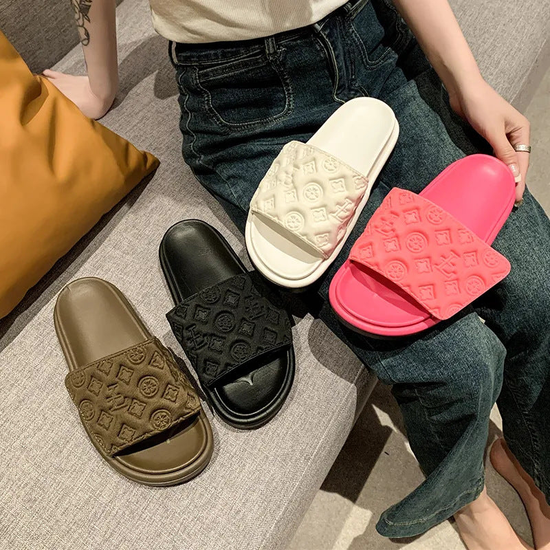 Zapatillas de suela gruesa para mujer para abrigo, zapatillas refrescantes de playa con plataforma de Velcro 2025, chanclas de moda veraniega y de moda