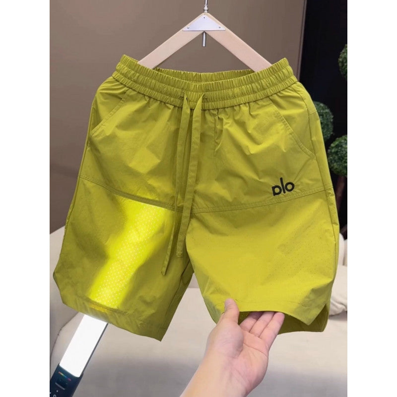Pantalones Cortos Deportivos Seda Hielo Bordados Hombre | Secado Rápido