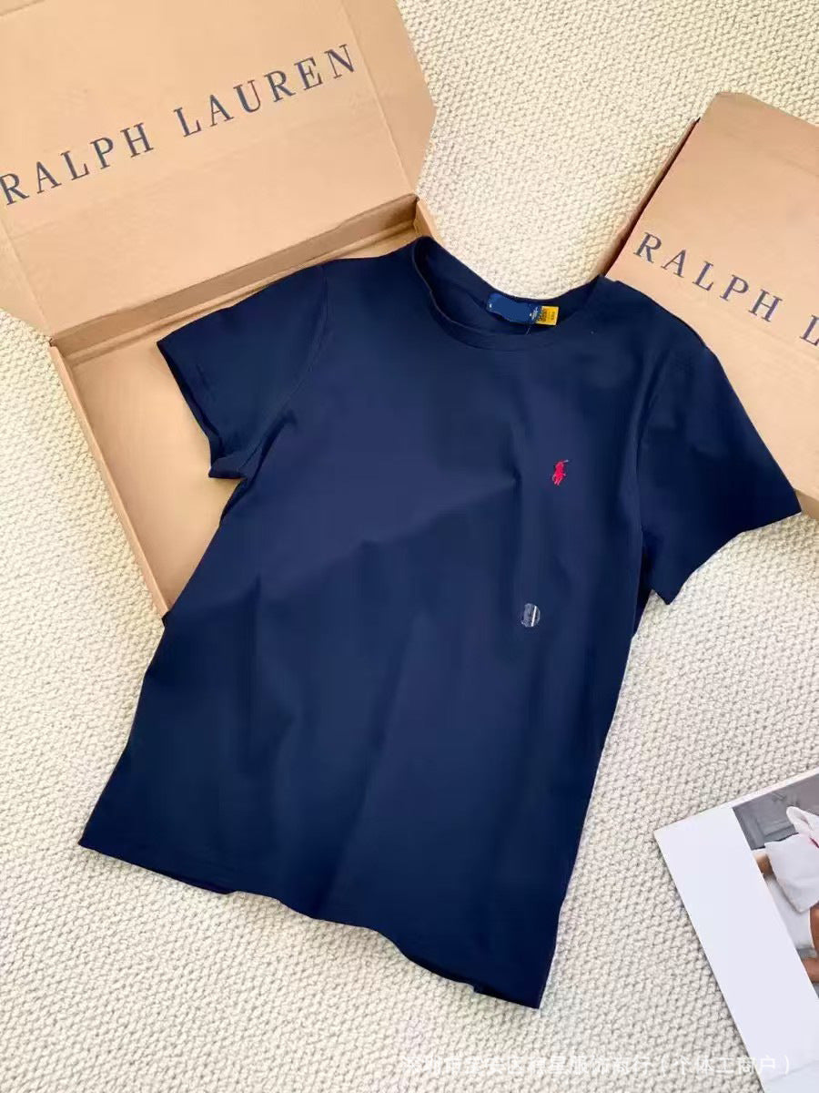 Comercio exterior camiseta Paul bordada Ruff pony marca unisex de verano de algodón cuello redondo casual versátil RL de manga media