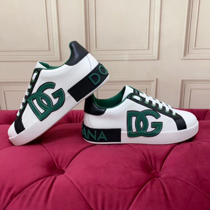 Zapatillas casuales de cuero hombre familia DG | Velcro blancas versátiles