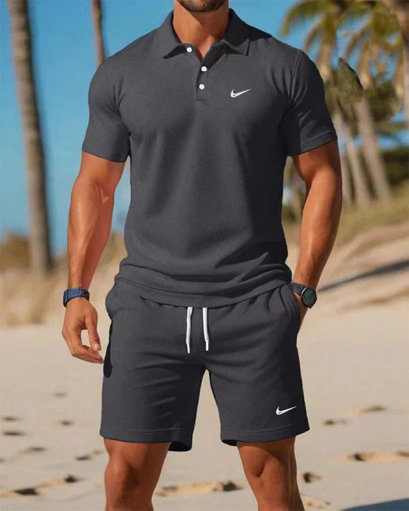 Conjunto de polo deportivo casual para verano transfronterizo 2026, sencillo, a la moda, de secado rápido, transpirable