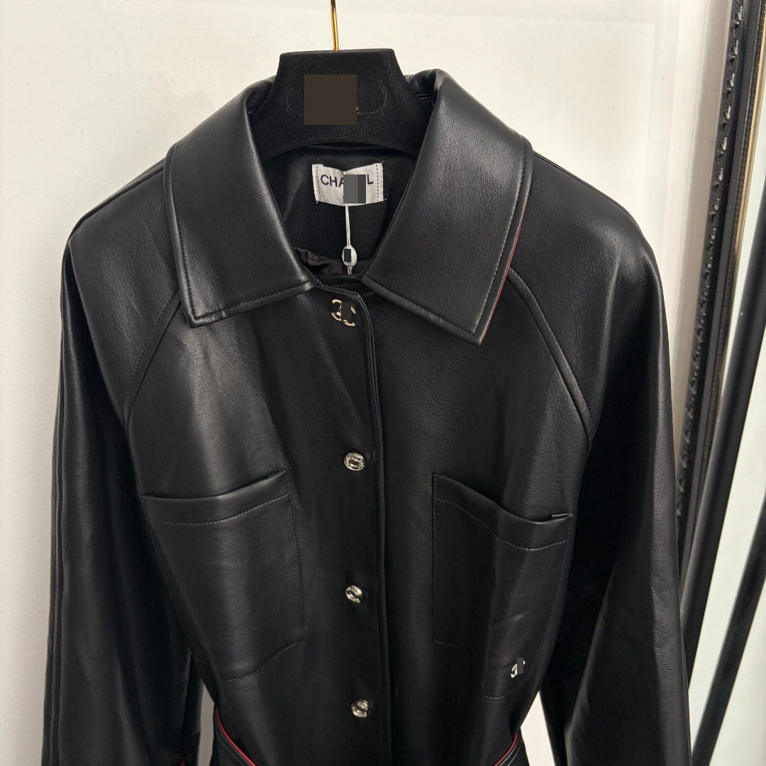 Faux Leather Coat | Mid-Length And Fitted Waist