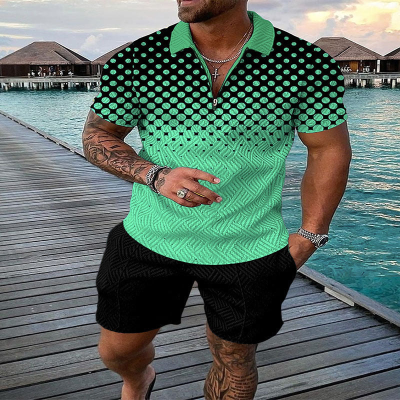 Conjunto de dos piezas de manga corta y pantalones cortos de Amazon de verano transfronterizo 2024 para comercio exterior, conjunto deportivo casual masculino