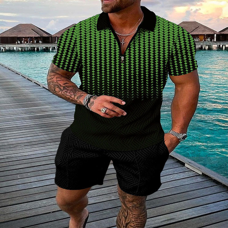 Conjunto de dos piezas de manga corta y pantalones cortos de Amazon de verano transfronterizo 2024 para comercio exterior, conjunto deportivo casual masculino