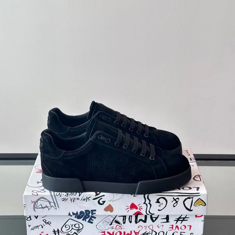 Zapatillas casuales de cuero hombre familia DG | Velcro blancas versátiles