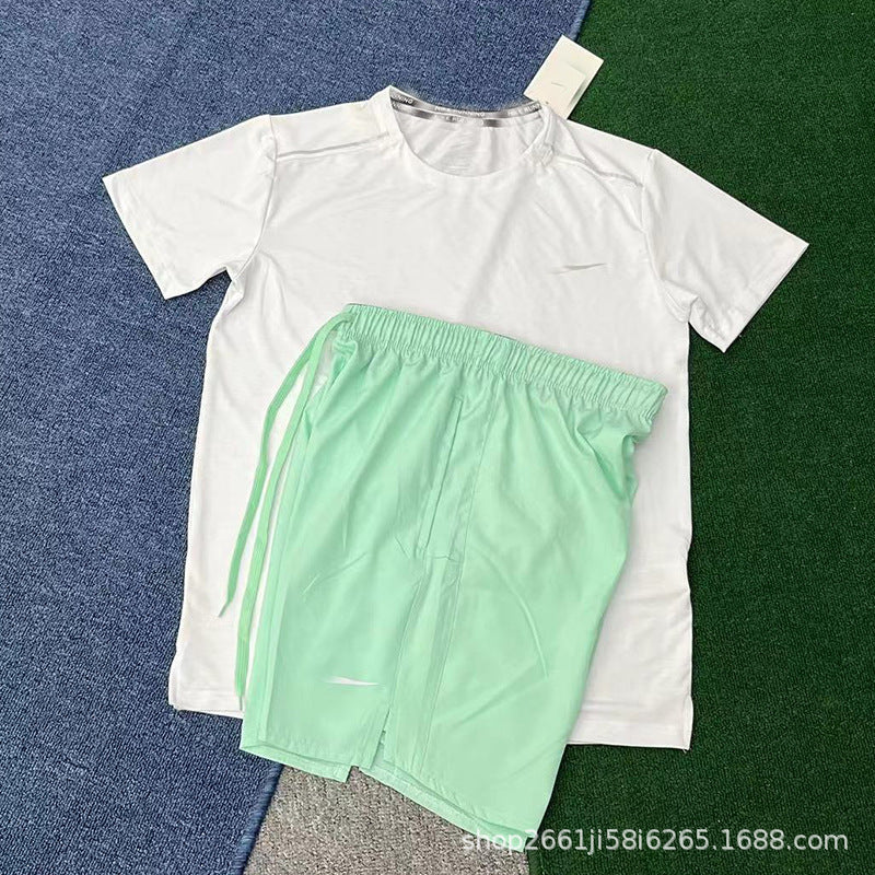 Conjunto de running deportivo nuevo y de secado rápido, transpirable, holgado y casual de manga corta para hombres y mujeres