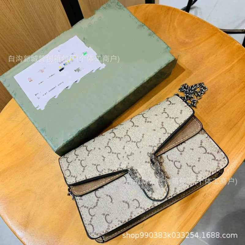 Nuevo bolso clásico monograma Wine God Bag MNI Single Shoulder Crossbody Chain Wrap Envelope para mujer