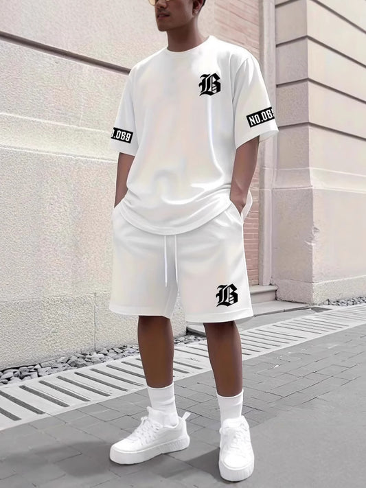 Set de camisetas deportivas de Los Ángeles con camisetas de manga corta de nueva moda transfronteriza europea y americana, ropa deportiva casual con el alfabeto de Los Ángeles