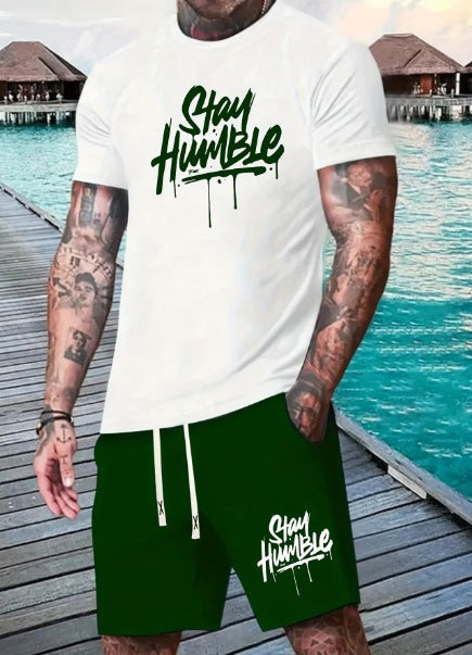 Conjunto casual de hip-hop casual de verano con impresión digital 3D de Amazon de Amazon lleva pantalones cortos de cuello redondo y manga corta sueltos