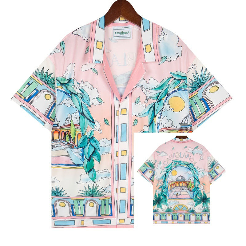 Set de camiseta de manga corta con letras de un partido de fútbol CASA de primavera/verano, jersey holgado y de moda para hombres