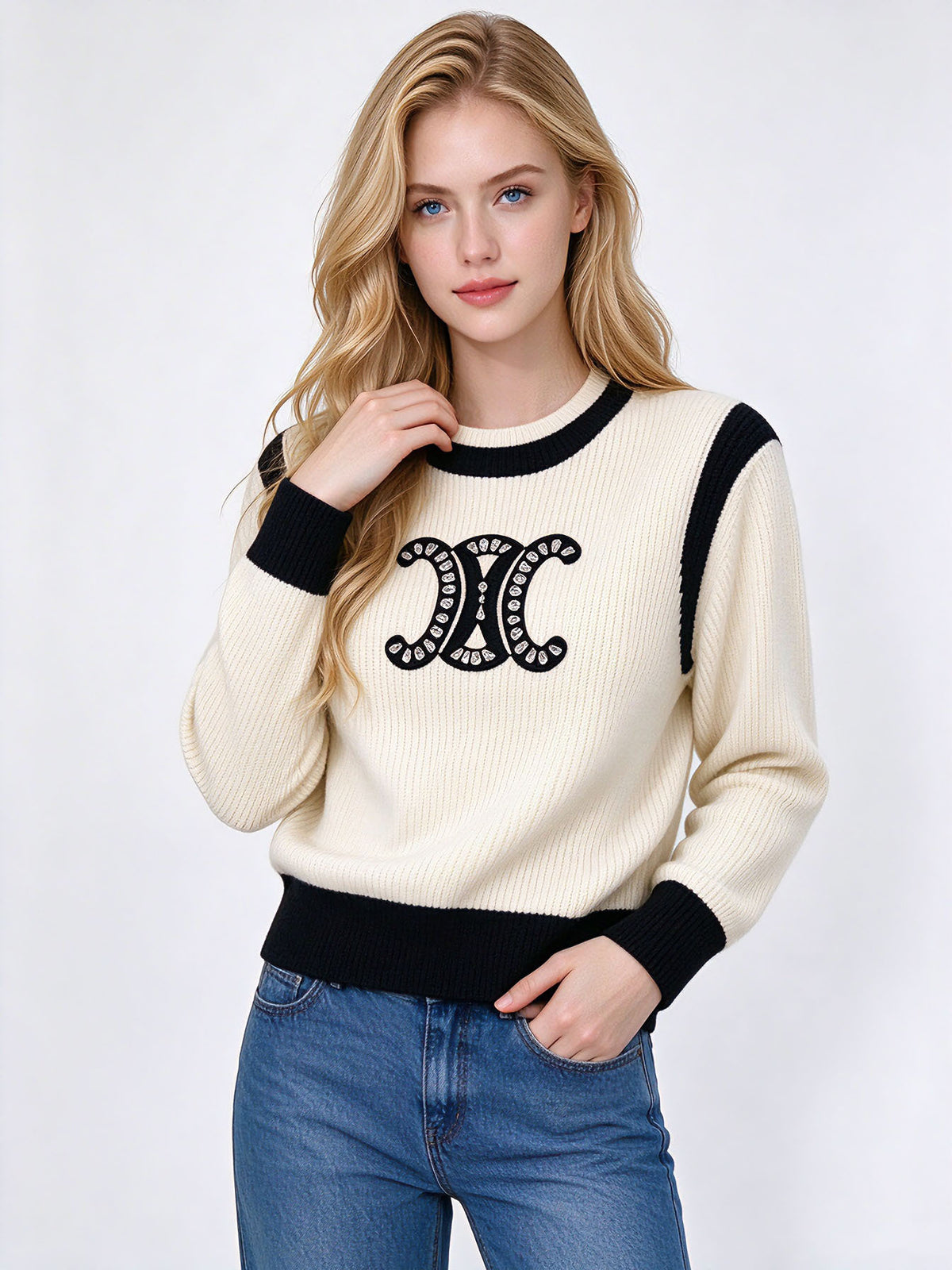 Jersey acanalado mujer CE | Bloques de color y letras