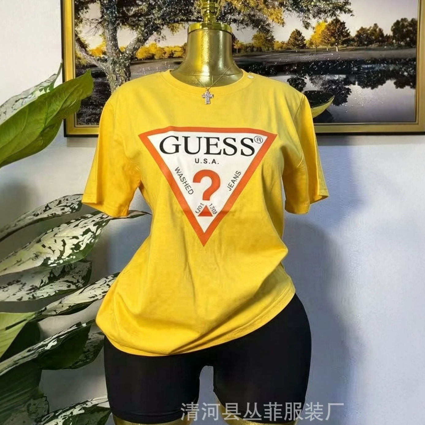 Camiseta europea de algodón transfronteriza, nueva al estilo europeo y americano, camisa versátil de algodón puro de media manga, camiseta de verano, estampado perezoso