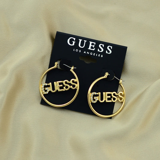 Pendientes Letras Circulares Piedras Preciosas Mujer | Moda Europea