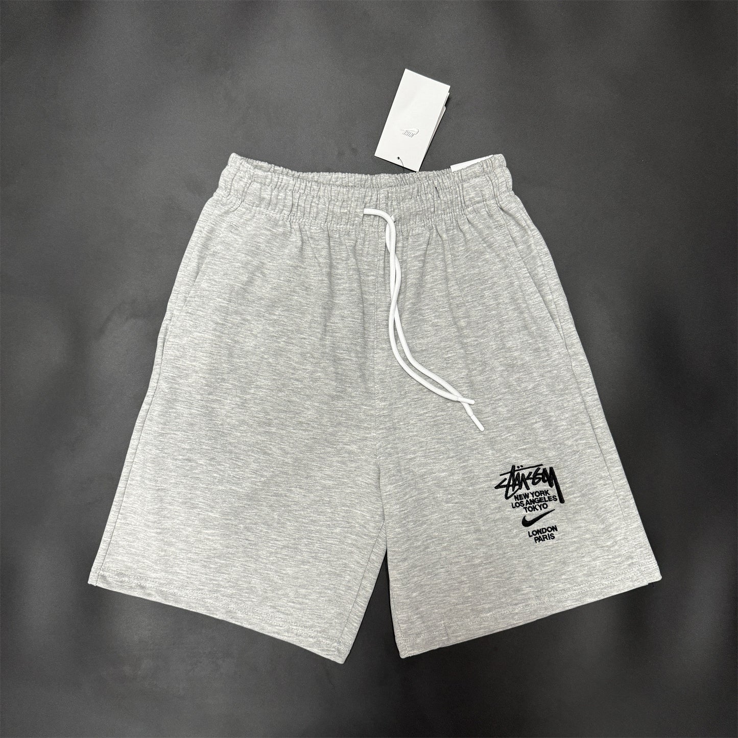Pantalones estampados bordados de pierna recta de verano, pantalones deportivos, pantalones versátiles de cinco puntos AJ Flying Logo, conjunto de ropa deportiva para el verano masculino