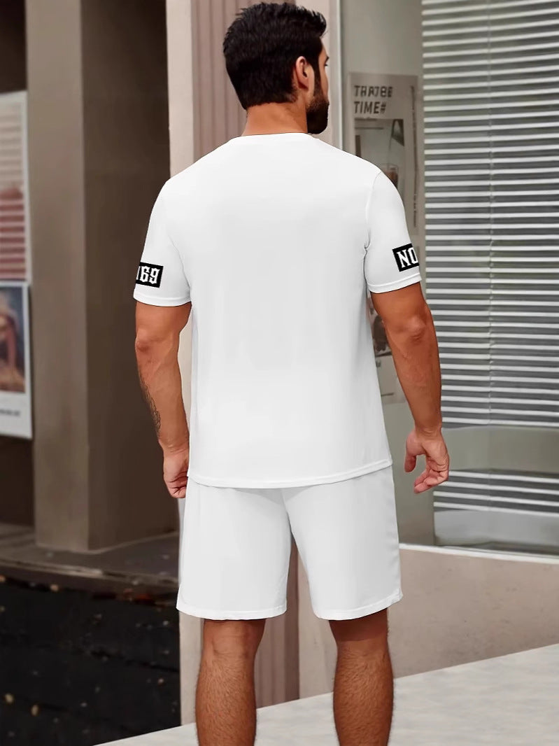 Set de camisetas deportivas de Los Ángeles con camisetas de manga corta de nueva moda transfronteriza europea y americana, ropa deportiva casual con el alfabeto de Los Ángeles