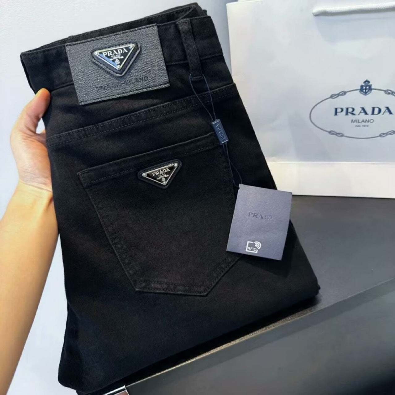 PRADA Vaqueros Negros Slim Fit Hombre
