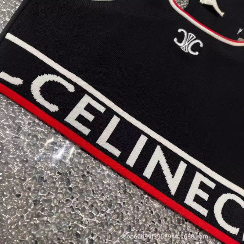 CC Primavera/Verano 2026 Nuevo diseño de nicho con dobladillo con botones de letras bordadas con chaleco I I-string
