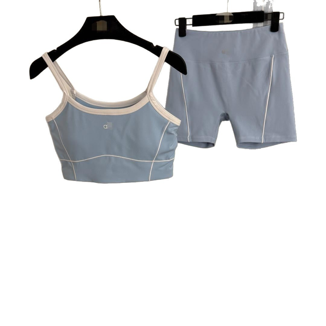 2025 Summer Nanyou Juego de Yoga Deportivo De Alta Gama 2025 Camisola + Pantalones Cortos Stretch Slim