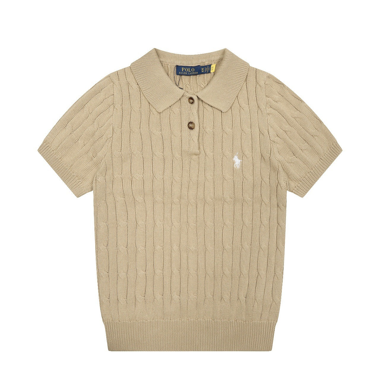 Camiseta ajustada de mujer de punto de punto de pony Ralph Lanins Rough Summer, punto transfronterizo, camiseta de solapa de pony de punto