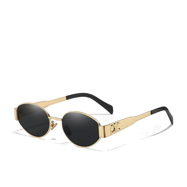 Gafas de sol europeas y americanas de montura redonda para mujeres, gafas de moda de alta gama para mujeres, protección UV para fotografía y decoraciones de moda para mujeres