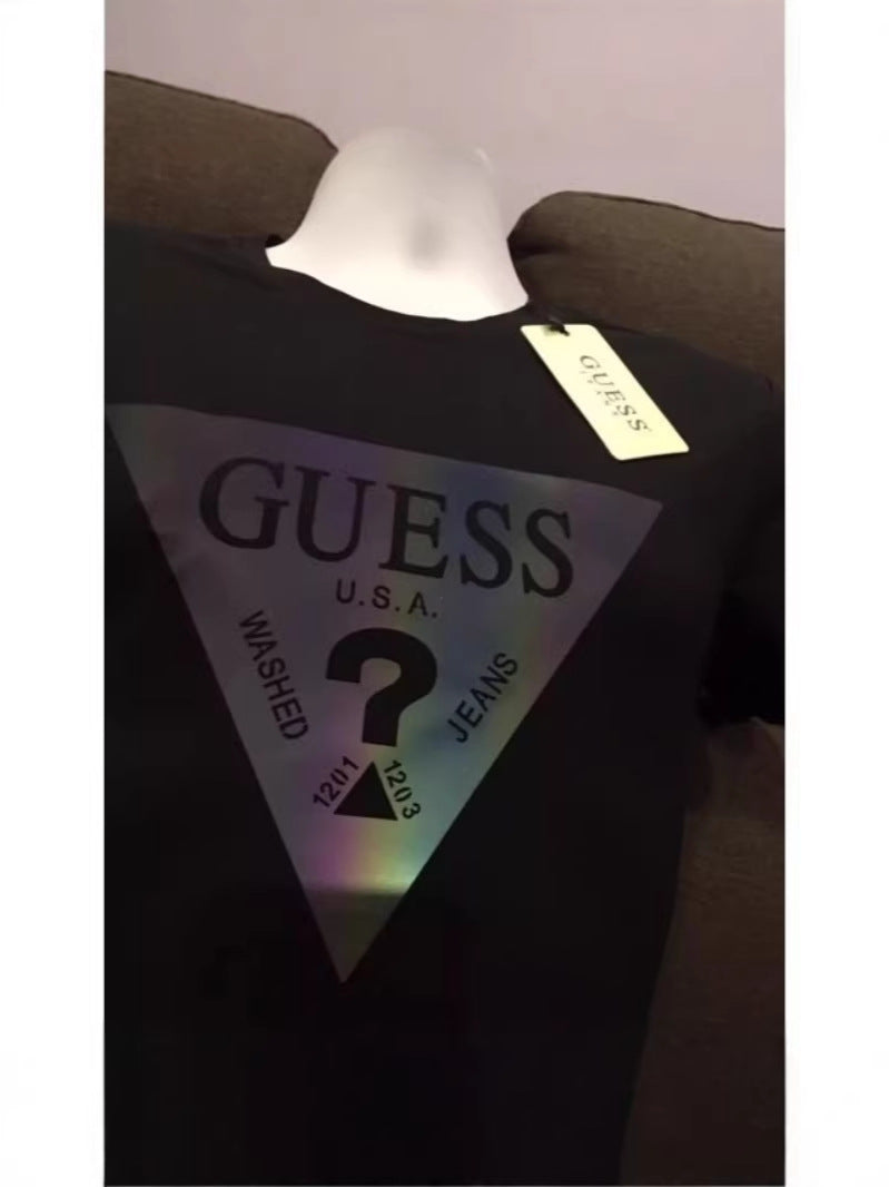 Camisa de talla grande con el logo reflectante transfronterizo de GUE para el verano