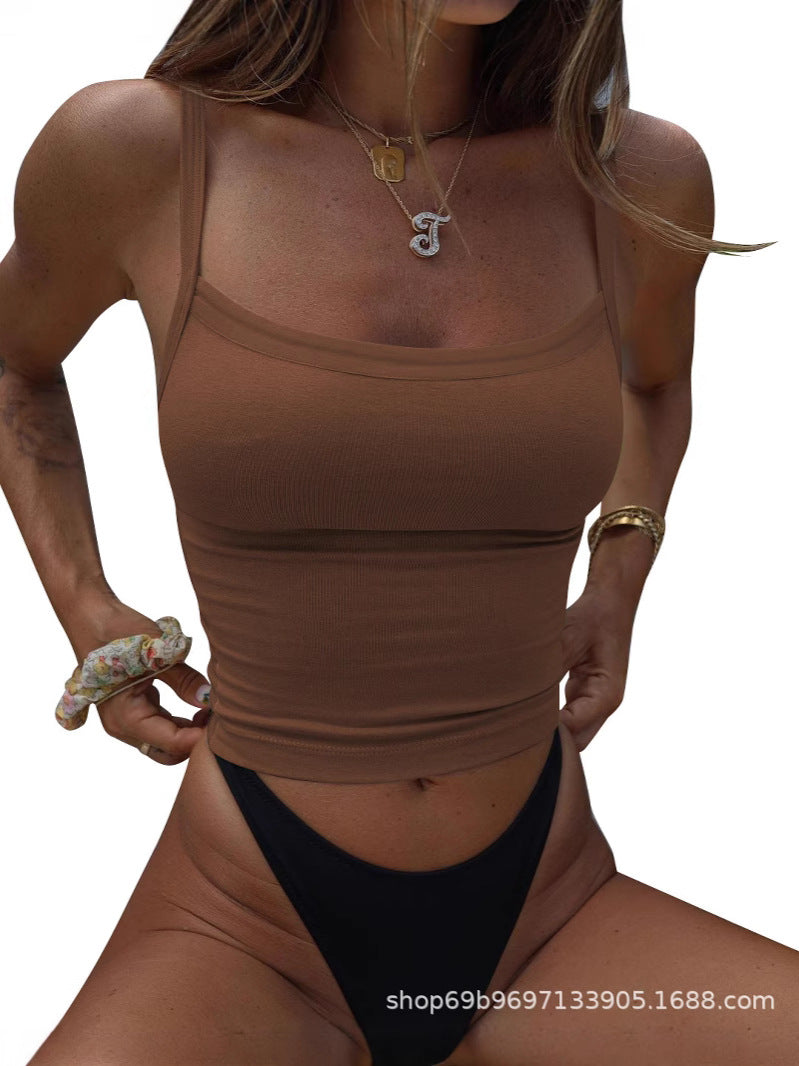 Ropa europea y estadounidense transfronteriza 2025 estación independiente de Amazon sexy chica sexy con tirantes cortos ajustados ropa femenina