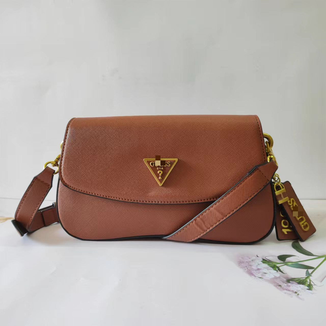 Moda europea y americana, nueva moda de colores sólidos con estampado curva retro, bolso de axila con colgantes de flores antiguas, bolso de mujer