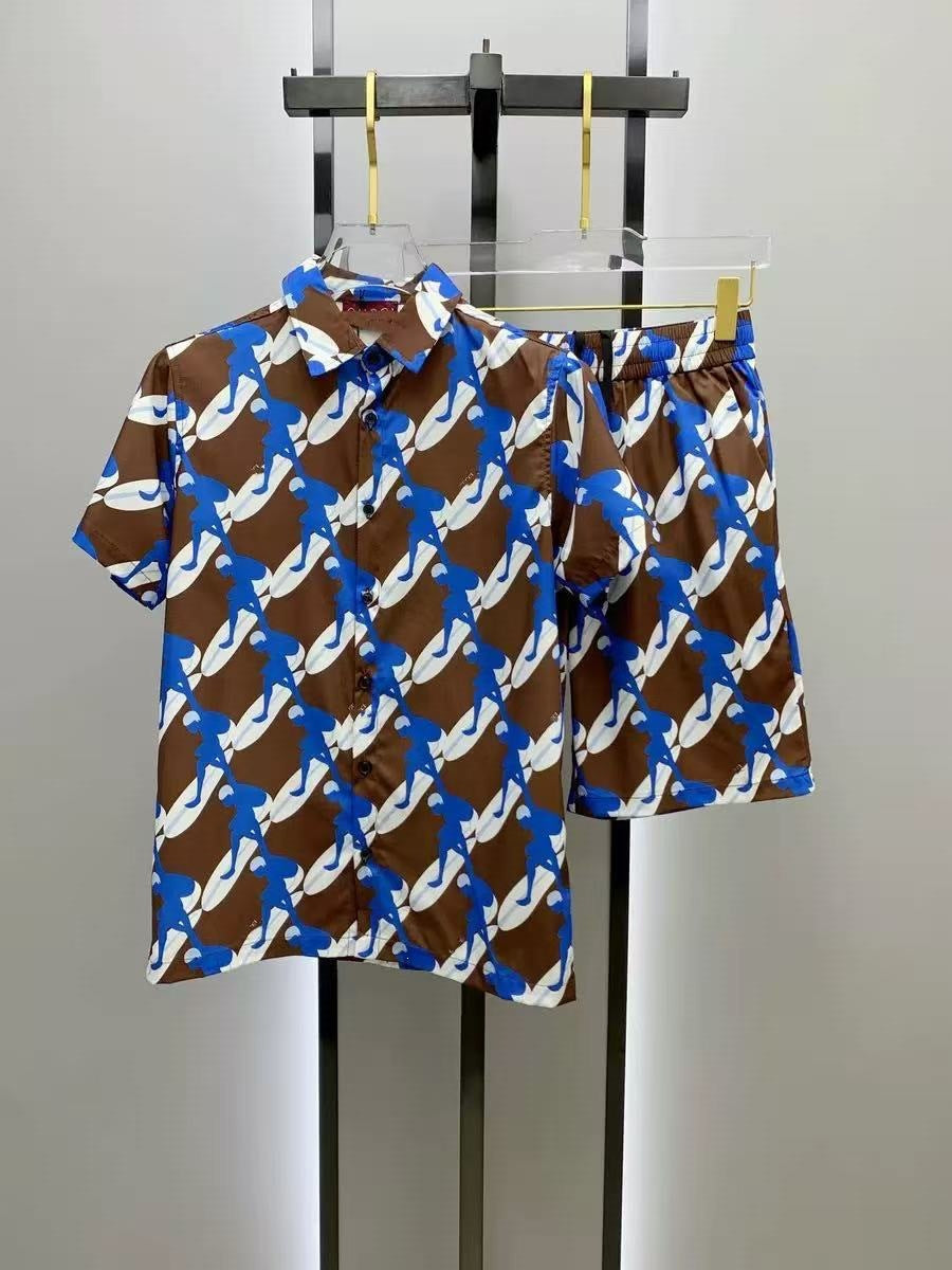 Nueva camisa ligera de lujo de cuello de lujo para hombre transfronteriza de verano 2026, pantalones cortos de manga corta, camiseta versátil y a la moda